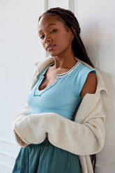 Notched Neck Cap Sleeve Cropped Tee | Dress In Beauty